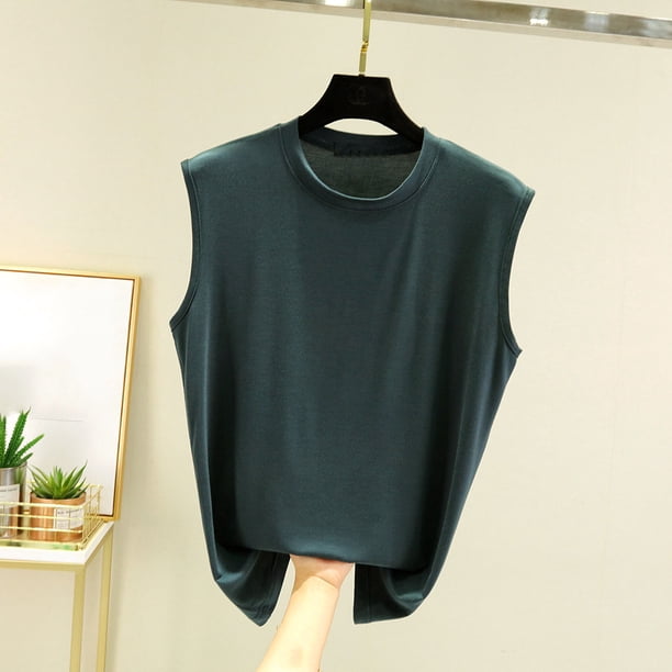 Xuyuer Breathable Summer Sleeveless Tank Top - Fashion Women's Round Neck Solid Comfort Fit Essential for Hot Weather Outdoor Activities, Travel-Friendly Layering