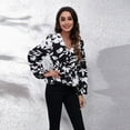 thumbnail image 3 of Lu's Chic Women's Long Sleeve Top Thin Pullovers V Neck Bishop Sleeve Babydoll Lightweight Polyester Pull Over Patterned13 X-Large, 3 of 4