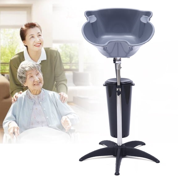 DENEST 2.64gal Portable Shampoo Bowl Unit, Height and Angle Adjustable, Hair Salon Shampoo Grey Sink