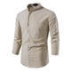thumbnail image 2 of Blusa y camisa de manga larga con cuello alto para hombre, camisa de lino y algodón para primavera y verano, camisa informal de manga larga con cuello alto para hombre., 2 of 9