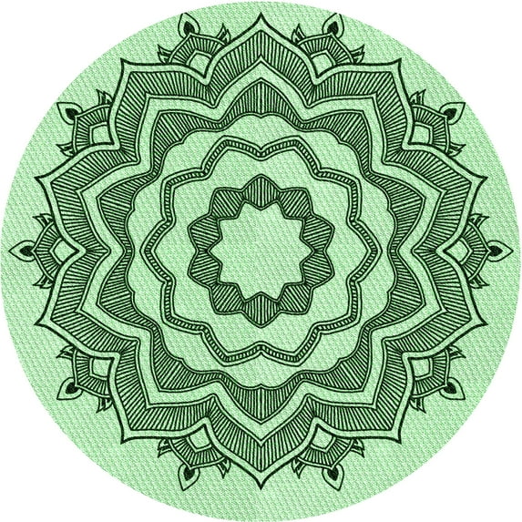 Ahgly Company Machine Washable Indoor Round Transitional Mint Green Area Rugs, 8' Round