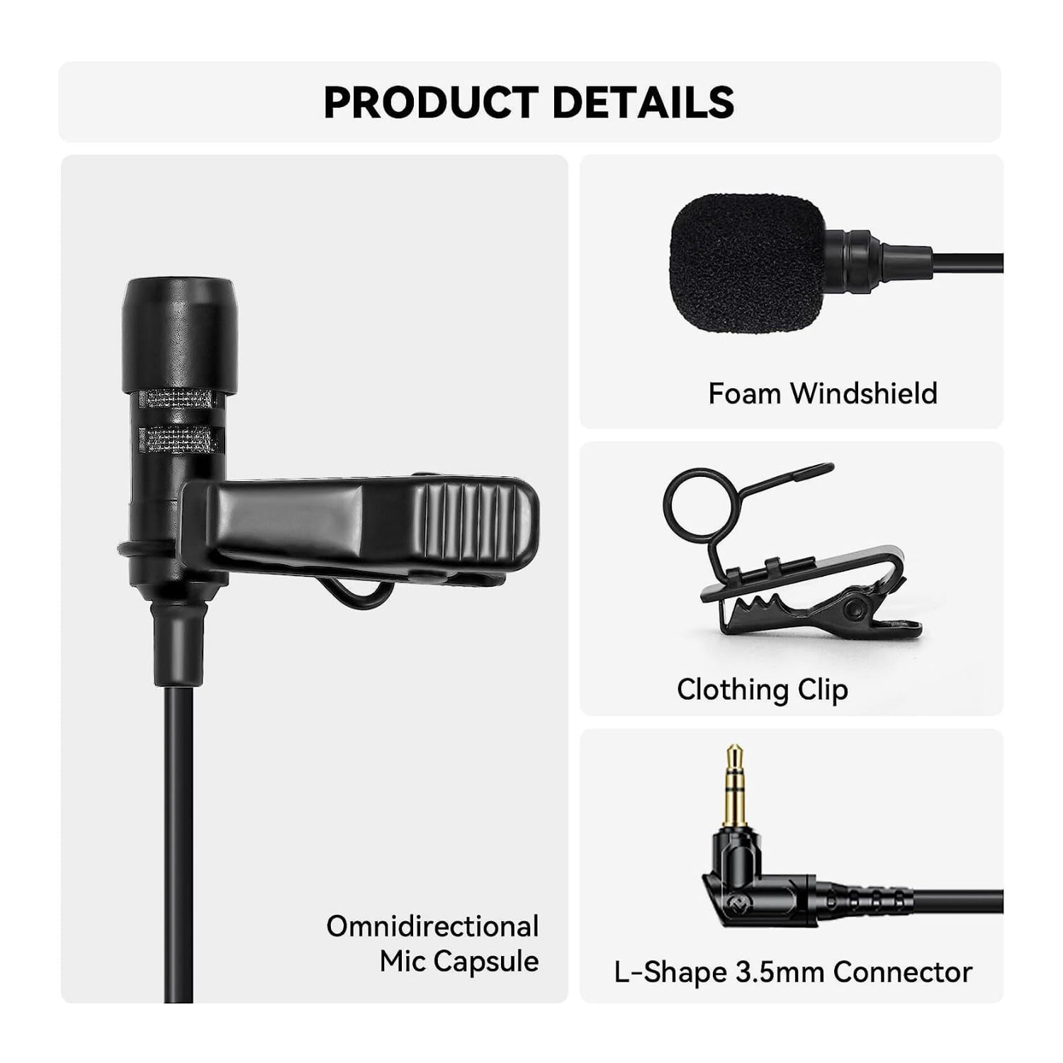 Hollyland Omnidirectional Lavalier Microphone For Lark Max Mic System  (black) : Target