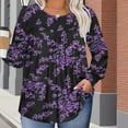 thumbnail image 6 of Xdegoge Plus Size Tops for Curvy Women Floral Print Tunic Shirt Pleated Crewneck Dressy Casual Blouses Oversized Stretch Soft Comft Loose Fit Tshirt Fall Fashion Clothes Streetwear, L-5XL, 6 of 7