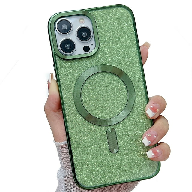 MagSafe Étui Compatible iPhone 14 Pro Max, Étui Magnétique Pailletée, Étui de Luxe Transparente pour Femmes Filles Antichoc, Violet Profond