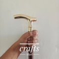 thumbnail image 2 of NAUTICALMARTUS Vintage Style Brass Plain Derby Design Handle with Wooden Shaft Walking Stick Cane Handmade Gift, 2 of 4