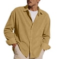 thumbnail image 2 of BRANROY Long Sleeve Shirts for Men - Lightweight Breathable Corduroy Button-Front Loose Fit Shirt for All-Day Comfort,Khaki 3XL, 2 of 7