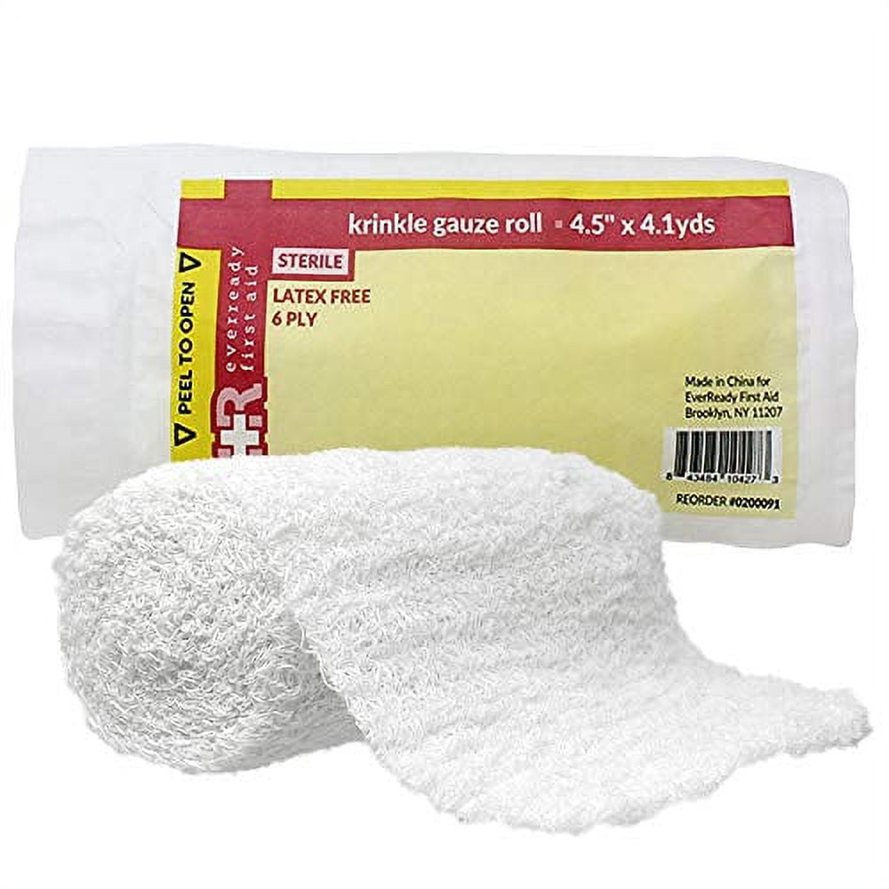 Ever Ready First Aid Sterile 6 Ply, Krinkle Kerlix Type Dressing Bandage Roll, 4 1/2" x 4.1 Yds  - 24 Count