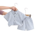 thumbnail image 5 of newwalpole Toddler Baby Boy Easter Outfit Bunny Carrot Print Button Down Short Sleeve Shirt and Shorts Set Gentleman Outfit Light Blue for Size 2-3 Years, 5 of 5