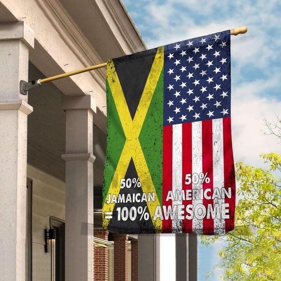 Flag American Half Jamaican Flag Jamaican American Friendship Jamaica U.S.A Patriotic Proud Garden Flag, Double-Sided Decorative Outdoor Flag, Patriotic Polyester Yard Flag 12 x 18 in
