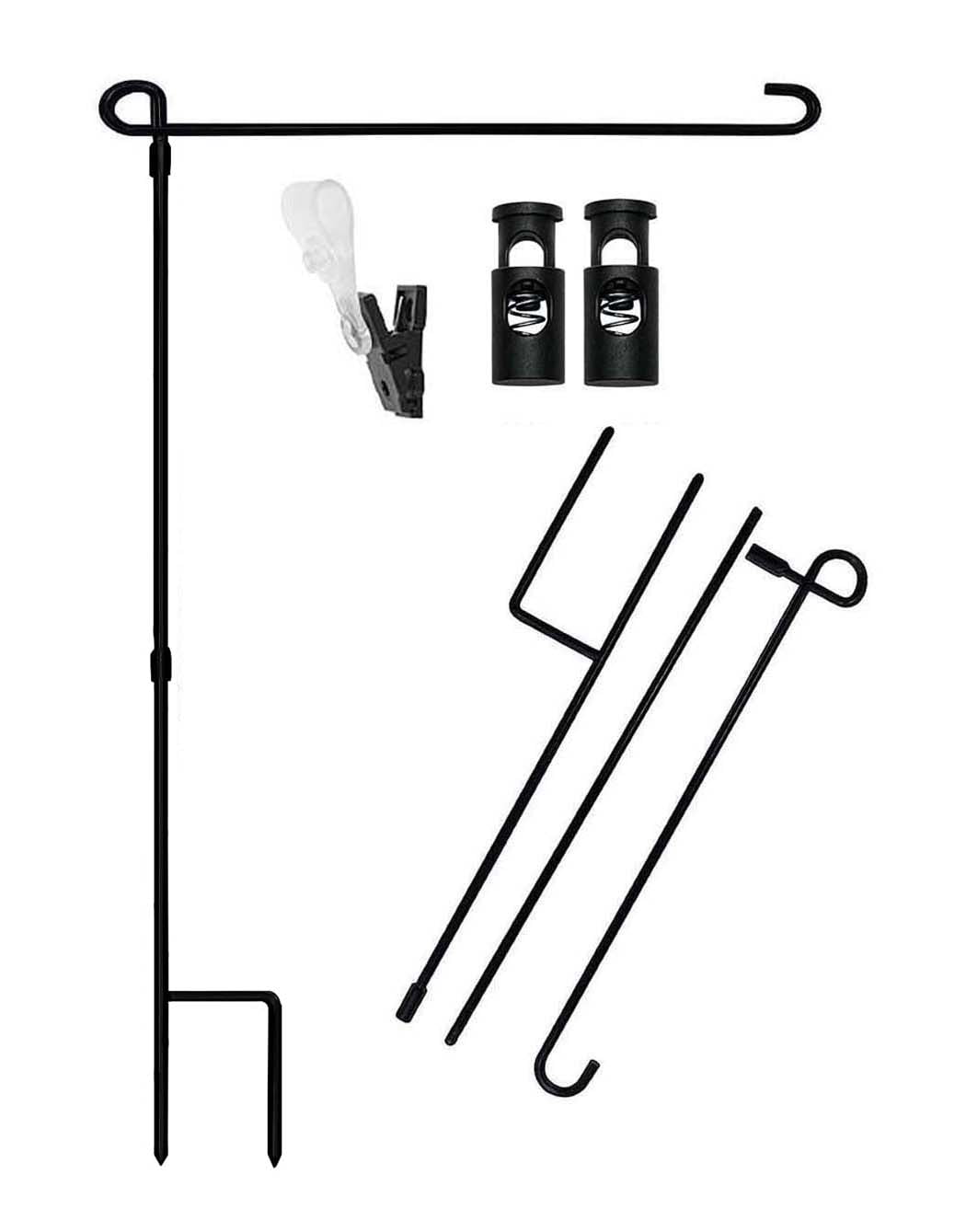 Garden Flag Stand Banner Flagpole, Black Wrought Iron Yard Garden Flag