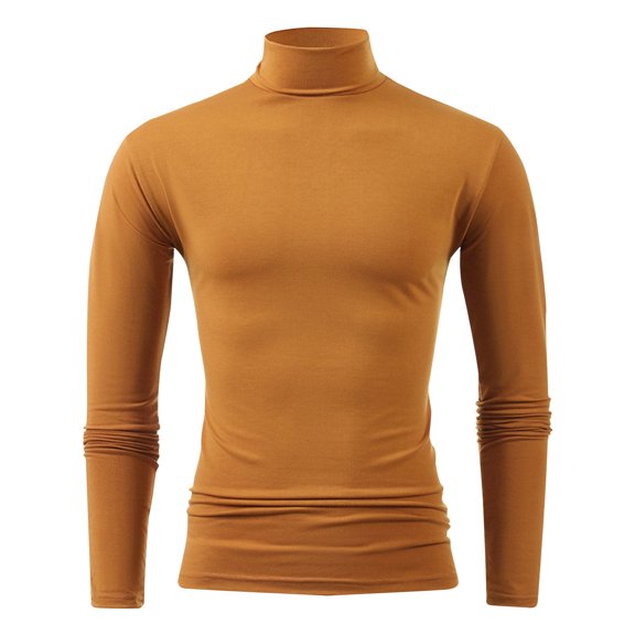 Klisyaur Men's Lightweight Turtleneck Tops Long Sleeve Soft Tee Shirt Big and Tall Shirts Casual Loose Basic Top