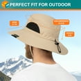 thumbnail image 4 of SUN CUBE Wide Brim Sun Hat Men Women, Mens Fishing Hats Sun UV Protection, Womens Hiking Bucket Hat, Outdoor Summer Safari Beach Boonie, Camping Unisex UPF 50+ Tan, 4 of 7