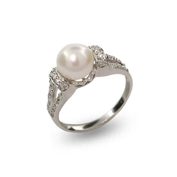 Eve's Addiction - Vintage Style Sterling Silver Pearl Ring - Walmart ...