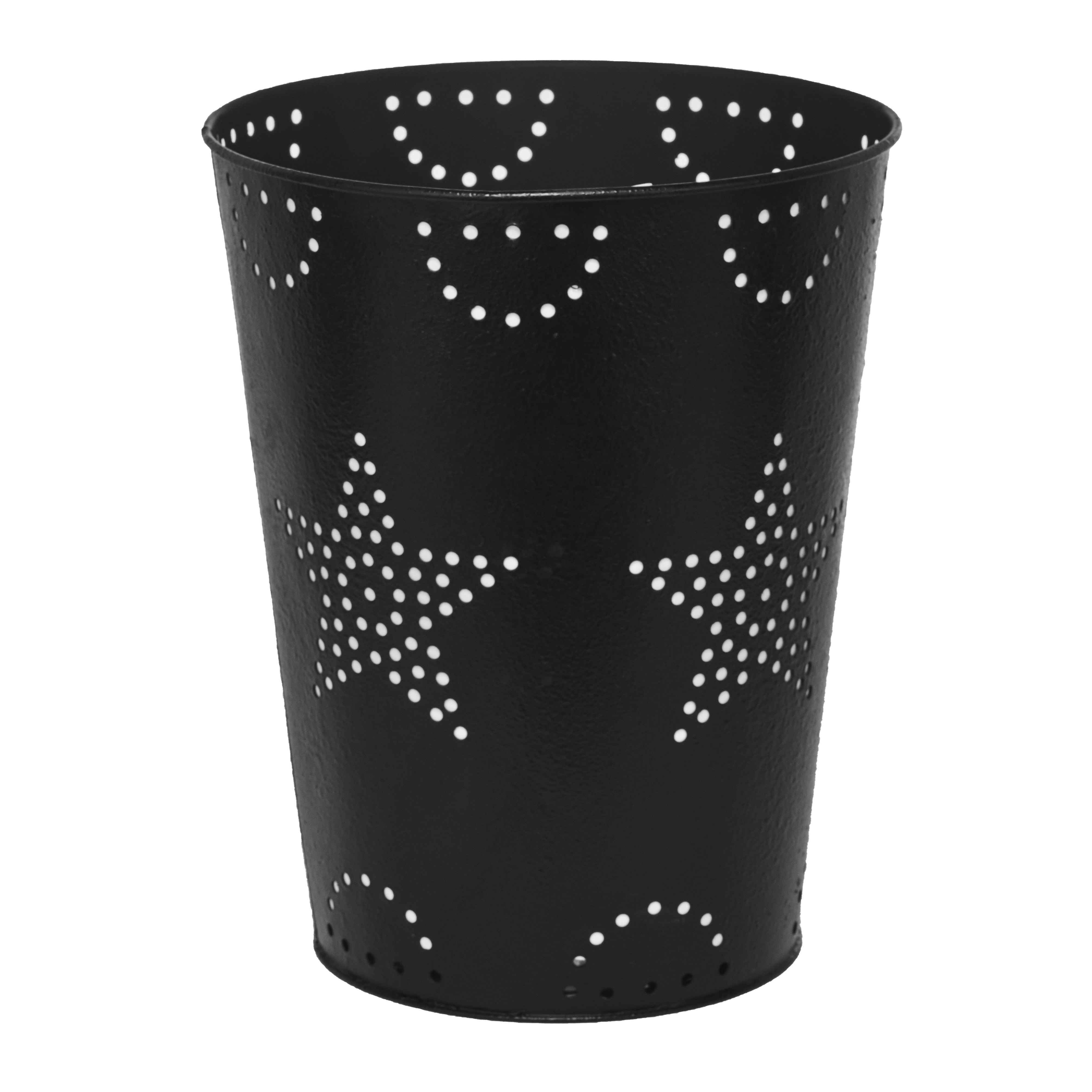 Farmhouse Bathroom Wastebasket with Decorative, Punched Metal Stars