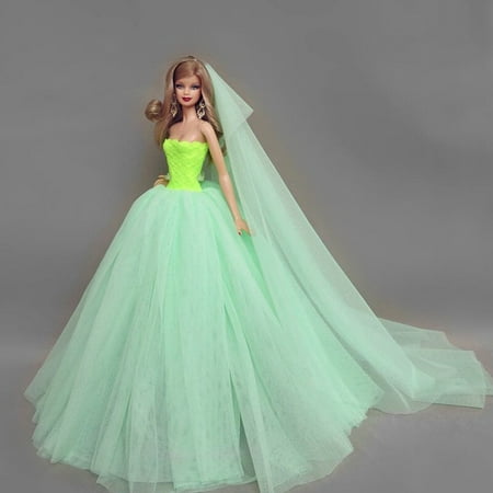 Elegant Evening Wear Princess Large Tailed Wedding Dress Noble Party Gown doll Outfit Best Gift Fairy green 11.5 (Best Fairy Tail Episodes)