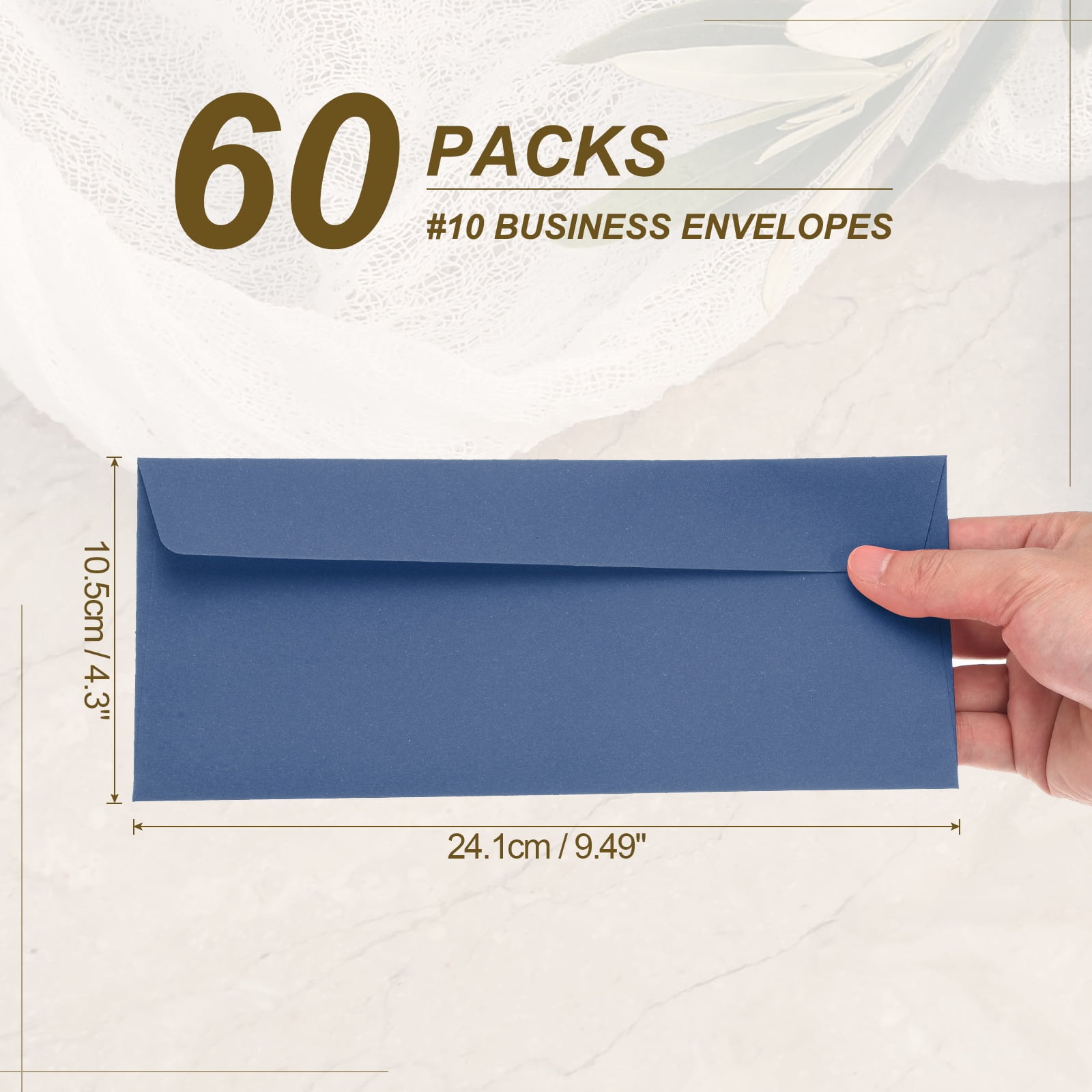 Uxcell 60 Pack Dark Blue #10 Business Envelopes, Colored Self Seal Letter Size