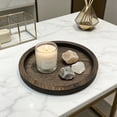 thumbnail image 3 of WLGJL Candle Plate Holder Tray: Round White Wood Decorative Tray Decor - Rustic Farmhouse Coffee Table Decor - Tealight Pillar Trays for Home Decor （Whitewashed）, 3 of 5