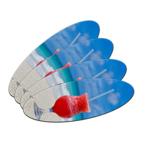 Tropical Caribbean Beach Drink Cocktail Oval Nail File Emery Board 4 Pack