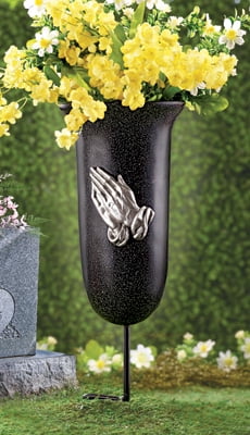 Outdoor Memorial Flower Vase With Stake Black Walmart Com