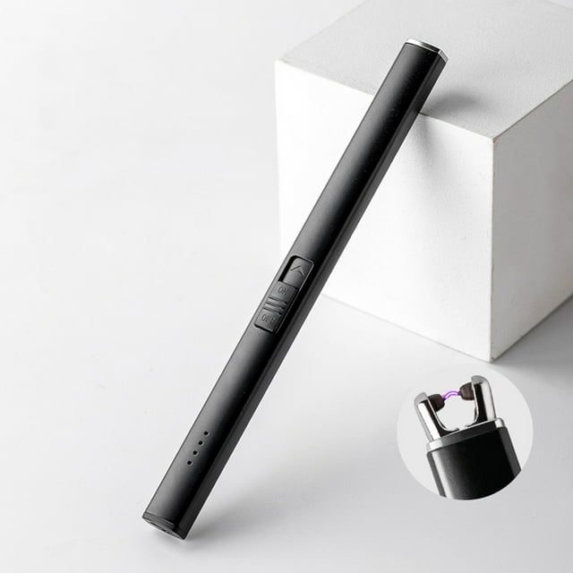 Lighter, Rechargeable Candle Lighter, USB Lighter With Safe Button, Birthday Candles Sparklers, For Grill Kitchen BBQ Camping,Black