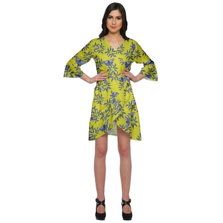 

Moomaya Printed Short Ruffle Style Crossover Robe Bridesmaid Getting Ready Shirt