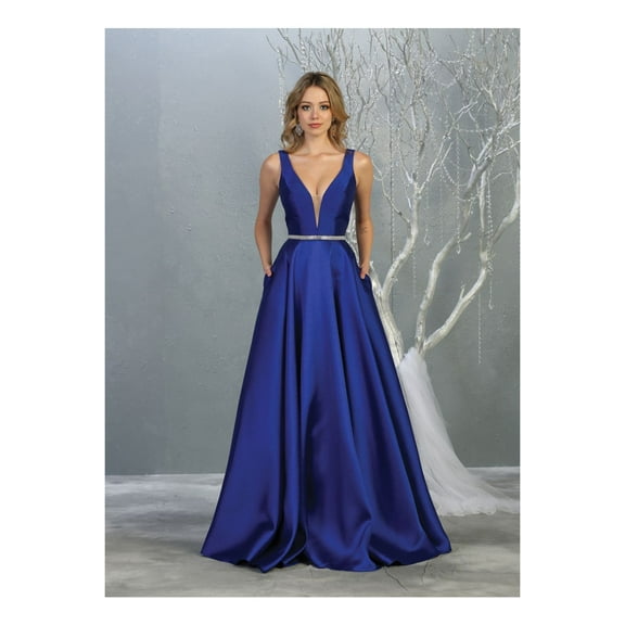 Womens Royal Blue Bridesmaid Prom Stretchy Long Cowl Neck Off The Shoulder Trumpet Plus Size Dress