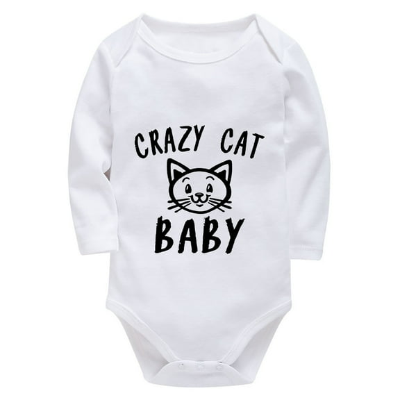 Crazy Cat Baby Newborn Boy Hospital Outfit Long Sleeve Unixex Baby Outfits White Clothes for Baby Boys 0-6 Months