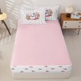 thumbnail image 4 of Manfei Bowknot Kitten Zipper Twin Comforter Sets with Fitted Sheet and 2 Pillowcases, Cartoon Blossoms Flower Zipper Bedding Set, Pink, Pink Reversible, 4 Pieces, 4 of 7