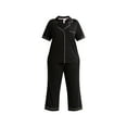 thumbnail image 2 of Joyspun Women's Dreamy Soft Collection Notch Collar Short Sleeve Knit Top & Capri Pajama Set, 2-Piece, Sizes XS-3X, 2 of 3