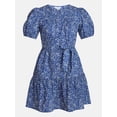 thumbnail image 6 of Time and Tru Women's and Women's Plus Cotton Mini Dress with Puff Sleeves, Sizes XS-4X, 6 of 6
