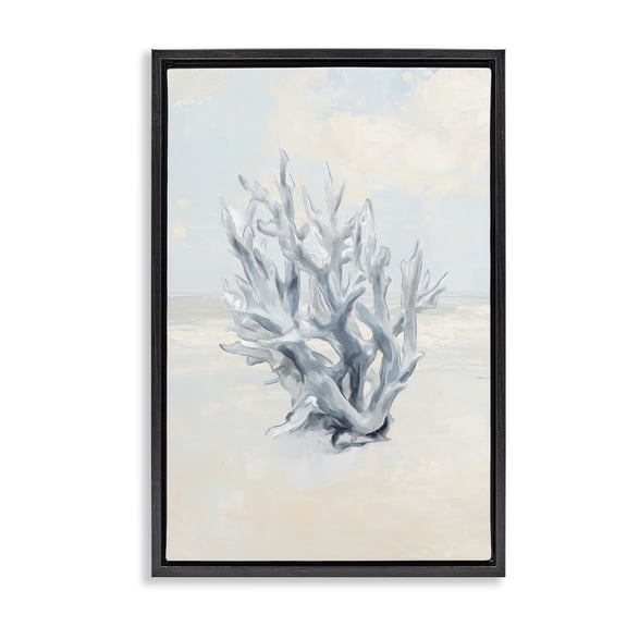 Stupell Industries Soft Minimal Coral Branch Animals Painting Black Floater Framed Canvas Art Print Wall Art, 17 x 25