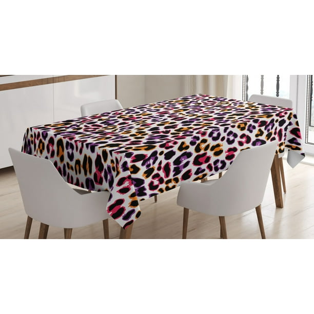 African Tablecloth, Leopard Skin Motif with Abstract Safari Animal