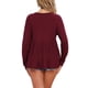 thumbnail image 3 of CAMISETA DE MANGA LARGA CON DOBLADILLO PEPLUM DE INSPIRE CHIC PARA MUJER, CUELLO REDONDO, BURDEOS, 3 of 6