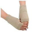 thumbnail image 2 of MRULIC gloves for women Girl Fingerless Warm Knitted Women Winter Warm Gloves Mitten Keep Soft Arm Gloves Beige + One size, 2 of 2