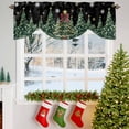 thumbnail image 3 of Merry Christmas Tie Up Valances Curtain, Xmas Trees Stars Winter Snowflake Black Adjustable Rod Pocket Short Window Treatment Tie Up Curtains Valances for Kitchen Living Room Bathroom 54x18 In, 3 of 9