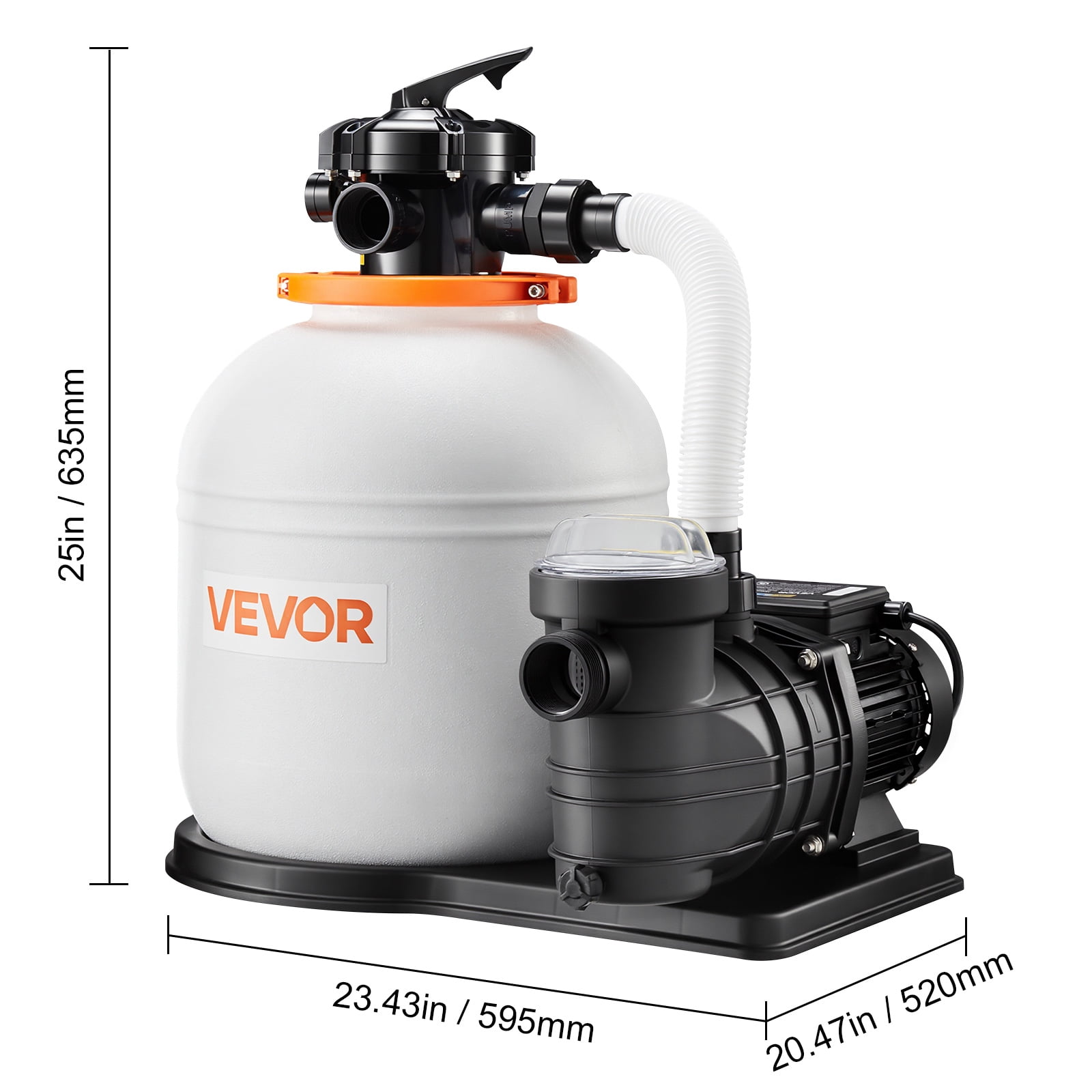 VEVOR 16in FlashPure Sand Filter Pump for Above Ground Pool, 1 HP 4400 GPH, Swimming Pool Filter System with Timer, 6X Faster Filtration with Media Installed, Leak-Resistant