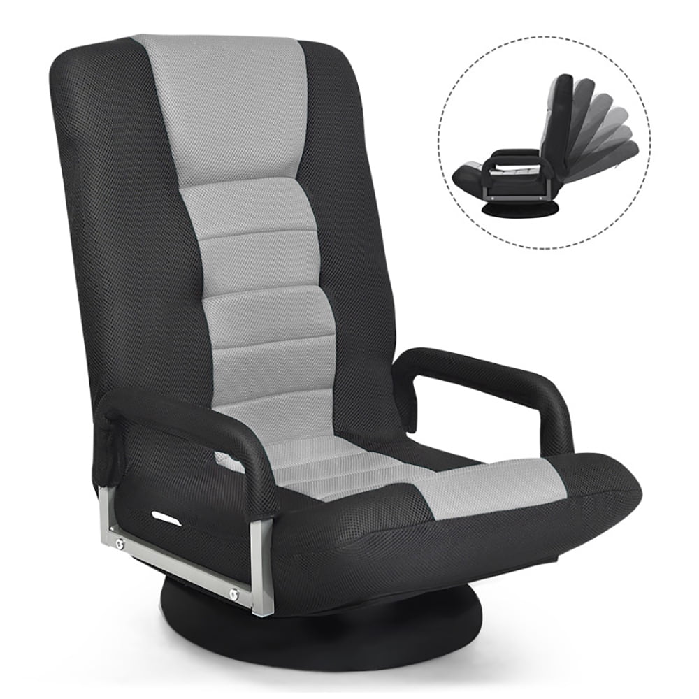 Finihen Swivel Gaming Floor Chair, 360-Degree Swivel Gaming Floor Chair with Foldable Adjustable Backrest, for Living Room, Home, Office, Blue