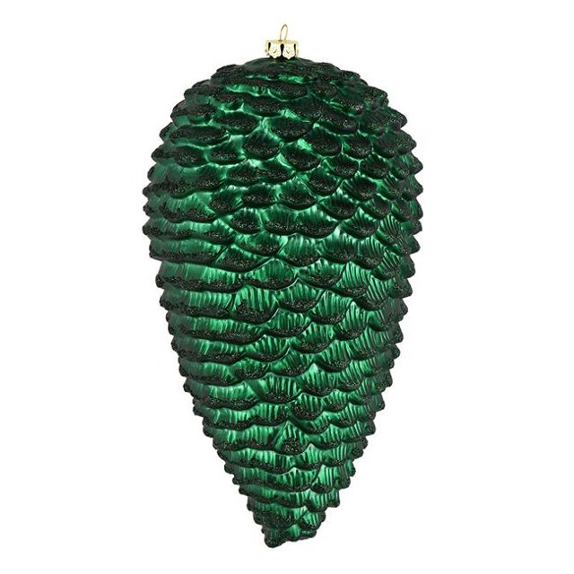 Vickerman N187374D 10 in. Midnight Green Matte Glitter Pinecone Christmas Ornament 2 per Box