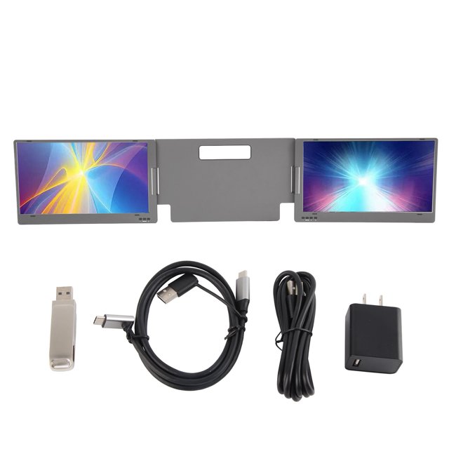 PHDRIPS Rallonge d'Écran Double, Moniteur Portable Triple 14 Pouces, Moniteur Portable Triple, Moniteur d'Ordinateur Portable, Confort Ultime