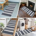 thumbnail image 5 of 2'x6' Rug Runners for Hallways Kitchen, Navy Blue Geometric Non Slip Entryway Beside Floor Carpet Runner, Modern Stripes Art Farmhouse Washable Laundry Room Bedroom Throw Rugs Mat for Family Pet, 5 of 8
