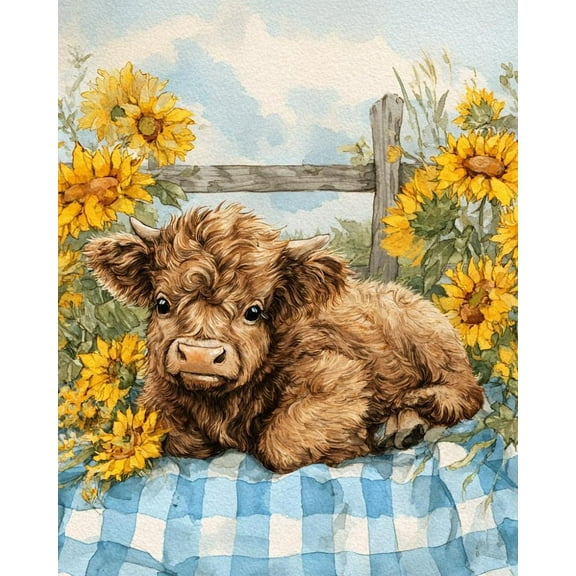 Paint by Numbers for Adults Kids Beginner Cattle Under Sunflower DIY Acrylic Painting by Numbers Kits with Brushes Acrylic Pigment Home Decoration Gifts 16 x 20 inch