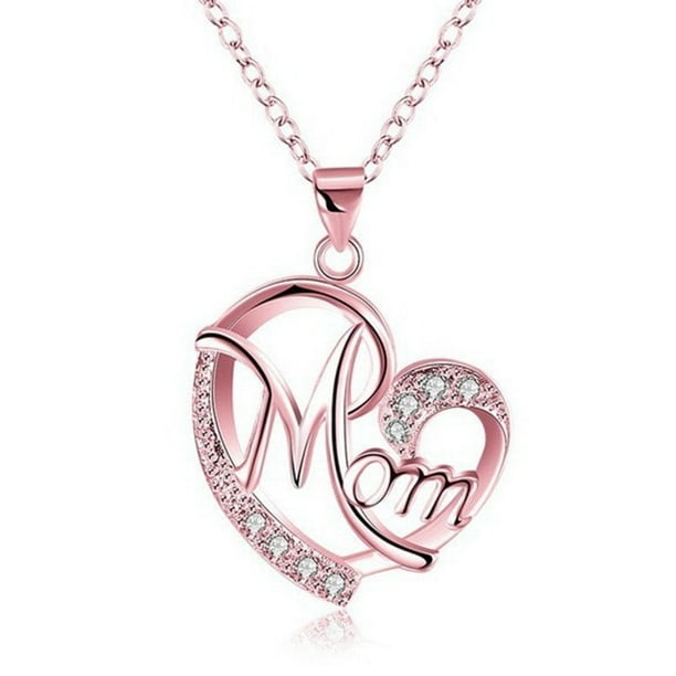 Lzndeal Love Mom Necklace Jewelry MUM Letters Heart Pendant