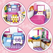 Pink Girls Summer Villa Friends Building Set, Building Toy for Girls, Friends Construction Educational Toy for Kids Age 8-12 and Up 1018 PCS