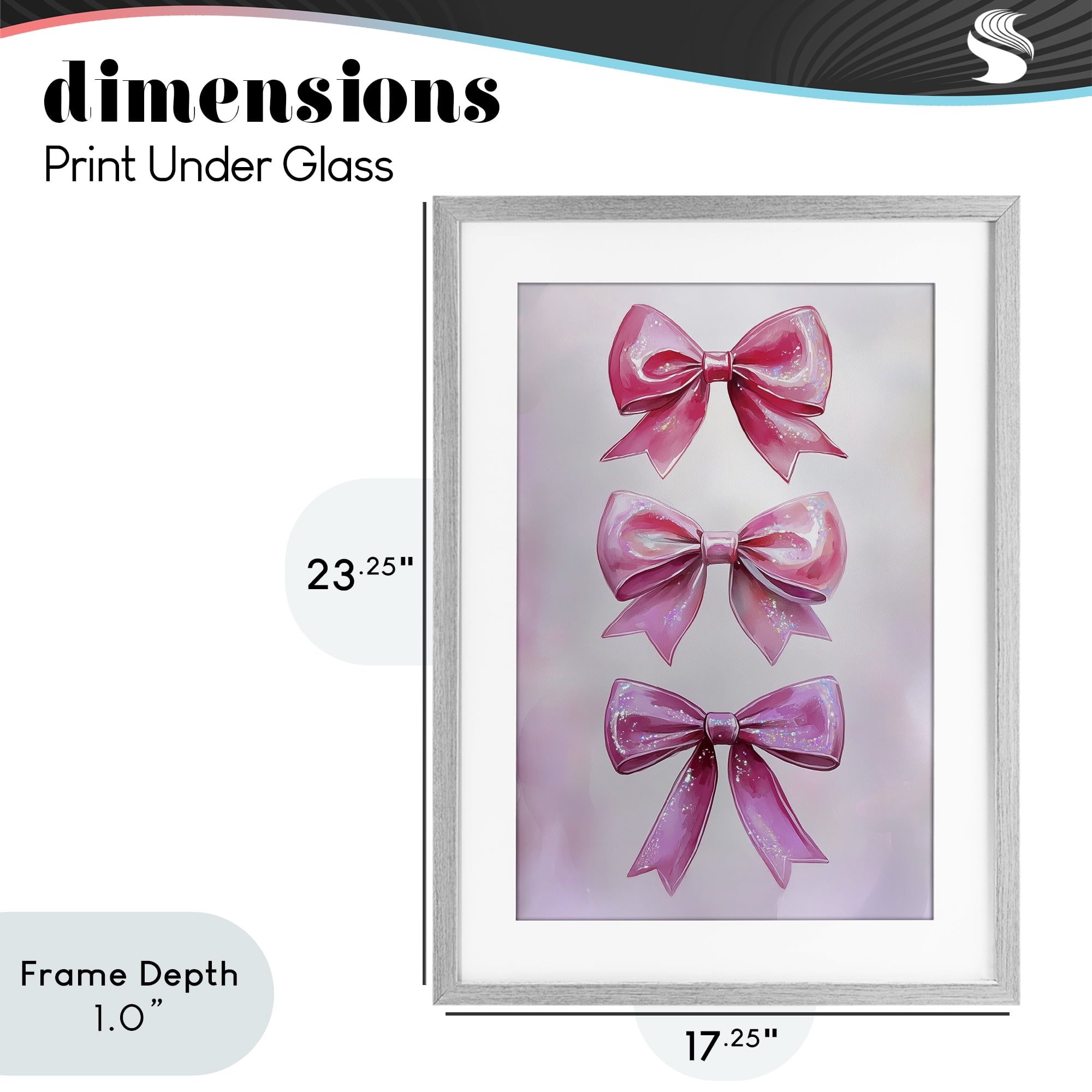 Stupell Industries Blush And Satin Ribbons Gray Framed Print Under Glass, design by Annabelle Hall