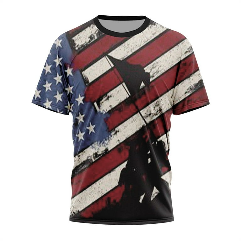 YUHAOTIN 4/July Mens T Shirts Casual Graphic on Back Mens Summer  Independence Day Flag Digital 3D Printing Soft and Comfortable T Shirt with  Round Neck and Short Sleeves 