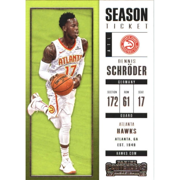 Contenders 2017 18 Panini Contenders Season Ticket 55 Dennis Schroder Atlanta Hawks Basketball Card Walmart Com Walmart Com
