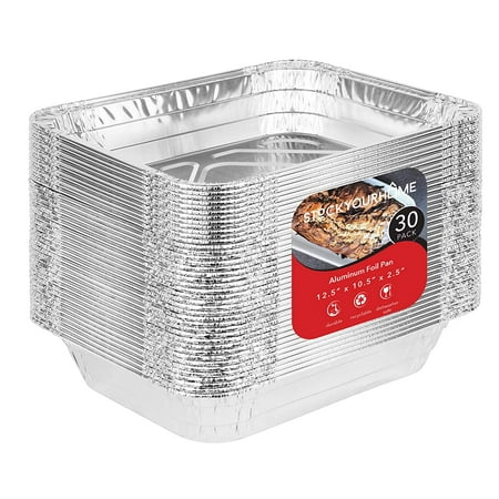 

Aluminum Pans 9x13 Disposable Foil Pans (30 Pack) - Half Size Steam Table Deep Pans - Tin Foil Pans Great for Cooking Heating Storing Prepping Food