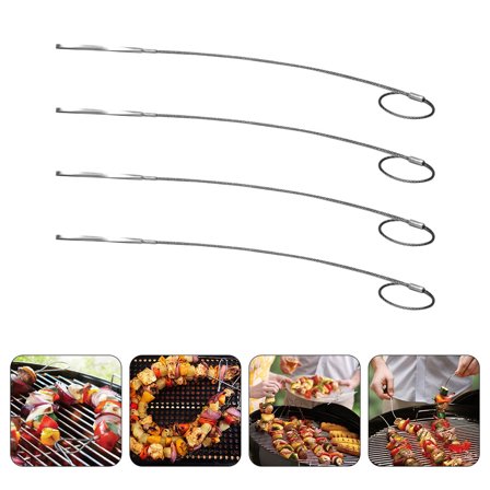 Masteelf 4Pcs Flexible Portable Skewers for Grilling and Roasting Friends and Family