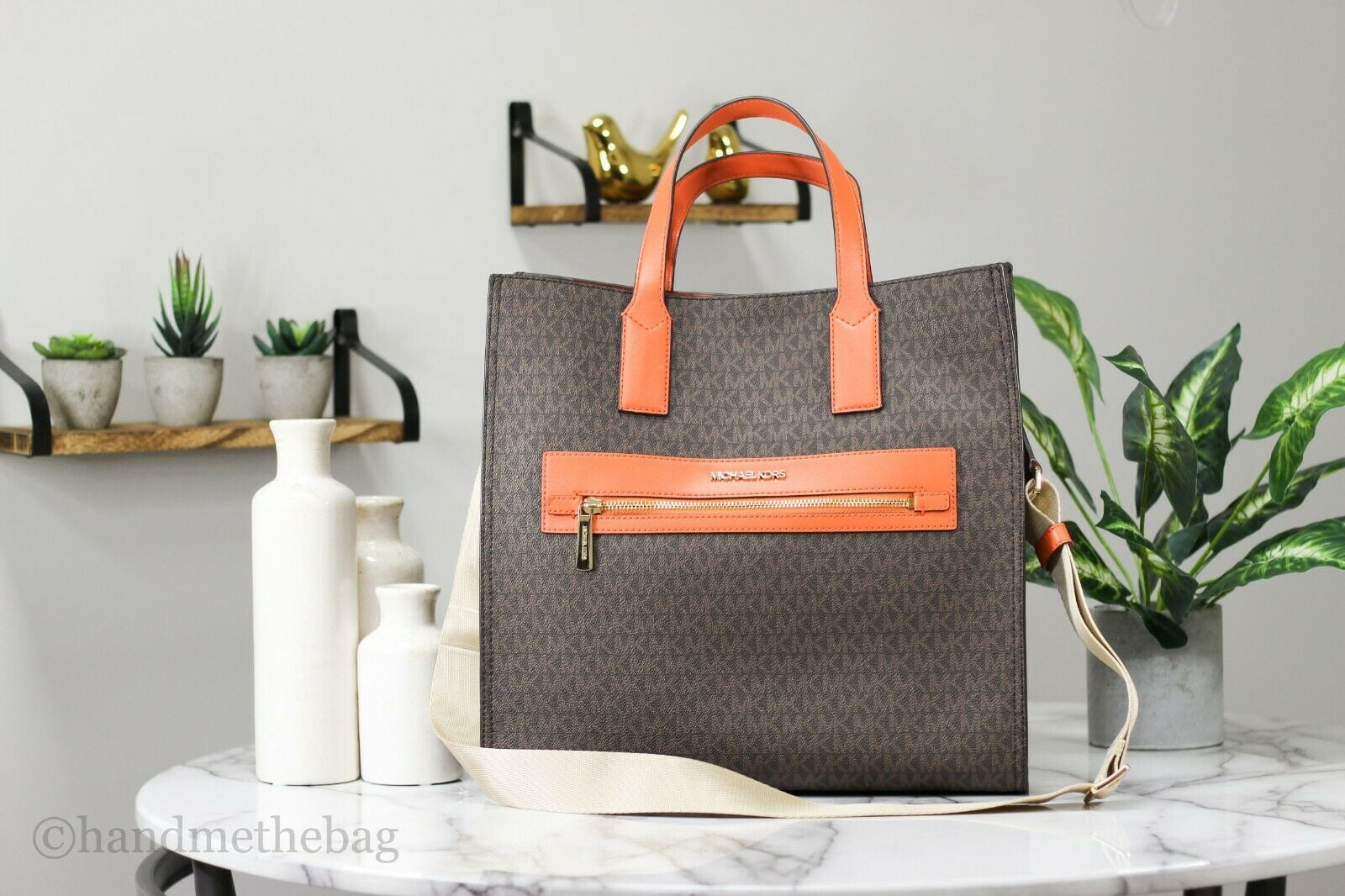  Michael Kors KENLY LARGTE TOTE SHOULDER BAG SATCHEL (Brown PVC)  : Clothing, Shoes & Jewelry