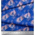 thumbnail image 3 of Soimoi Blue Cotton Jersey Fabric Cage & Roses Floral Printed Fabric 1 Yard 58 Inch Wide, 3 of 3